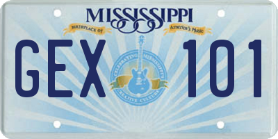 MS license plate GEX101