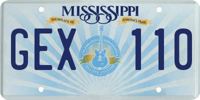 MS license plate GEX110