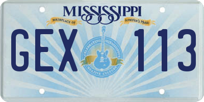 MS license plate GEX113