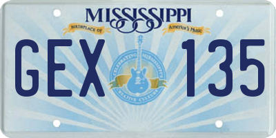 MS license plate GEX135