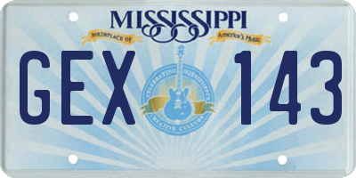 MS license plate GEX143