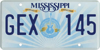 MS license plate GEX145