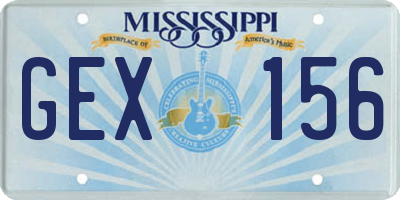 MS license plate GEX156