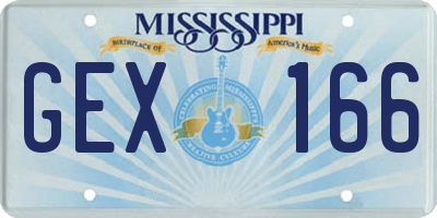 MS license plate GEX166