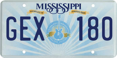 MS license plate GEX180