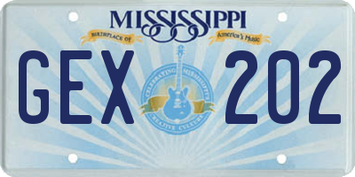 MS license plate GEX202