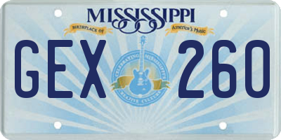 MS license plate GEX260