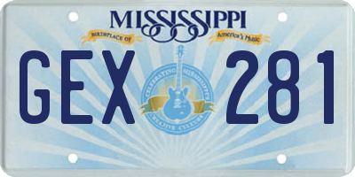 MS license plate GEX281