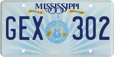 MS license plate GEX302