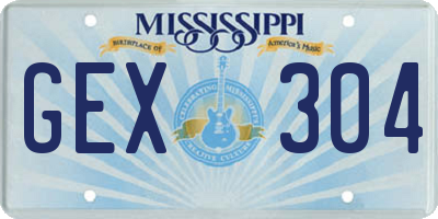 MS license plate GEX304