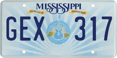 MS license plate GEX317