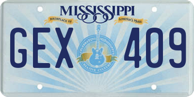 MS license plate GEX409