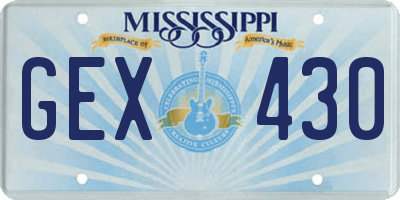 MS license plate GEX430