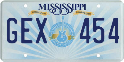 MS license plate GEX454