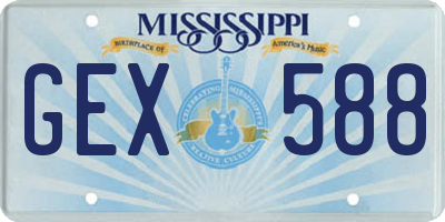 MS license plate GEX588