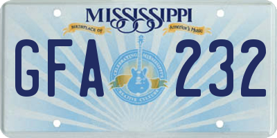 MS license plate GFA232