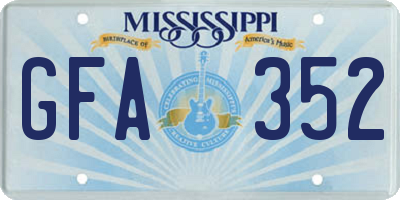MS license plate GFA352