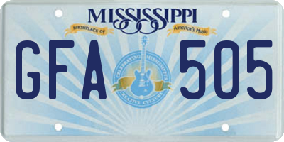 MS license plate GFA505