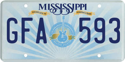 MS license plate GFA593