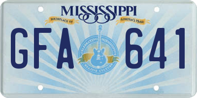 MS license plate GFA641