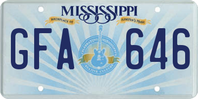MS license plate GFA646