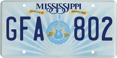 MS license plate GFA802