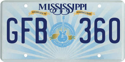 MS license plate GFB360