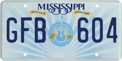MS license plate GFB604
