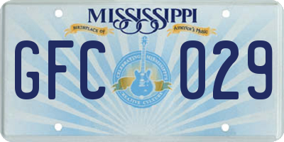 MS license plate GFC029