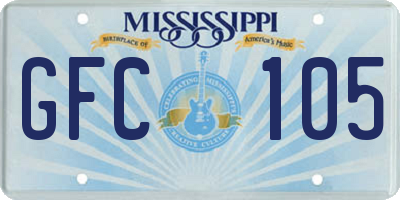 MS license plate GFC105