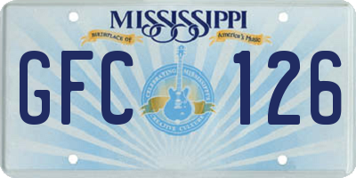 MS license plate GFC126
