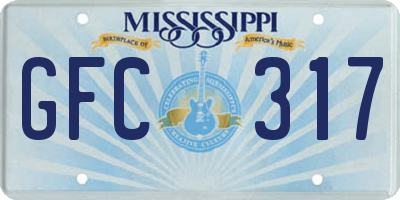 MS license plate GFC317