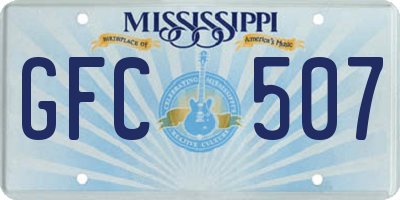 MS license plate GFC507