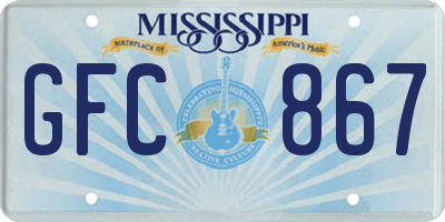 MS license plate GFC867