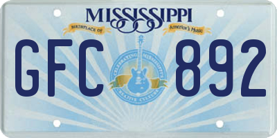 MS license plate GFC892