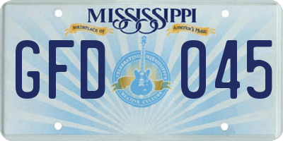 MS license plate GFD045