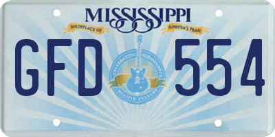 MS license plate GFD554