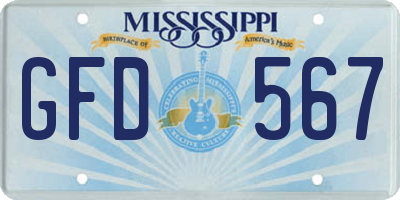 MS license plate GFD567