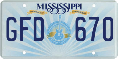 MS license plate GFD670