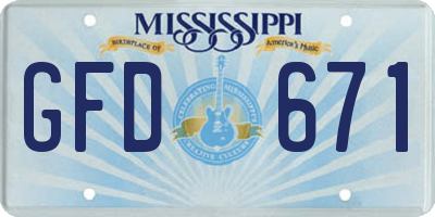 MS license plate GFD671