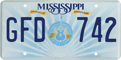MS license plate GFD742