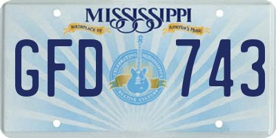MS license plate GFD743