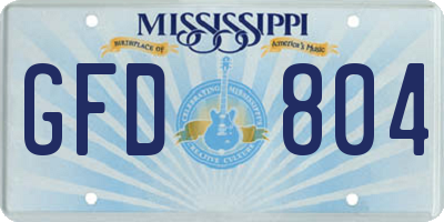 MS license plate GFD804