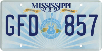 MS license plate GFD857
