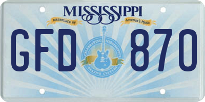 MS license plate GFD870