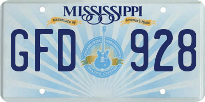 MS license plate GFD928