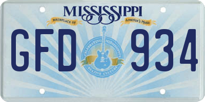 MS license plate GFD934