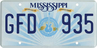 MS license plate GFD935