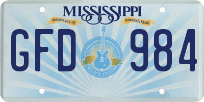 MS license plate GFD984