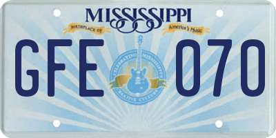 MS license plate GFE070